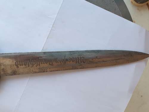 Original German WW II storm troopers officers dagger and scabbard.